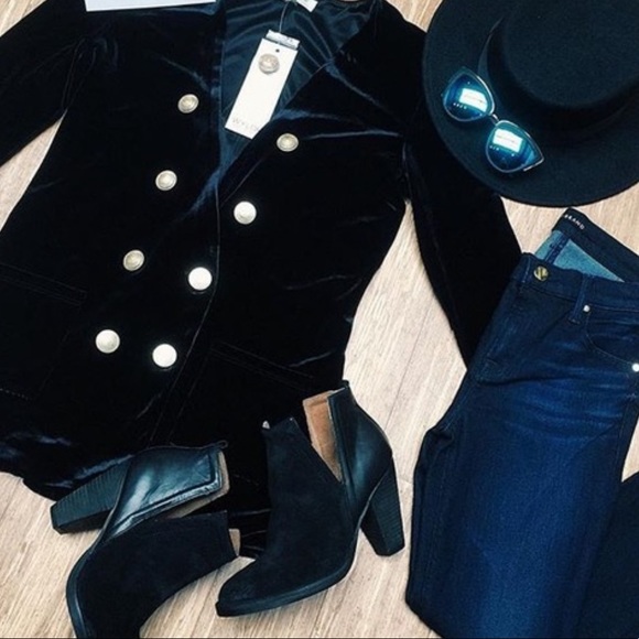 WYLDR Warning Blazer Black Velvet Jacket Military XS - Picture 6 of 10